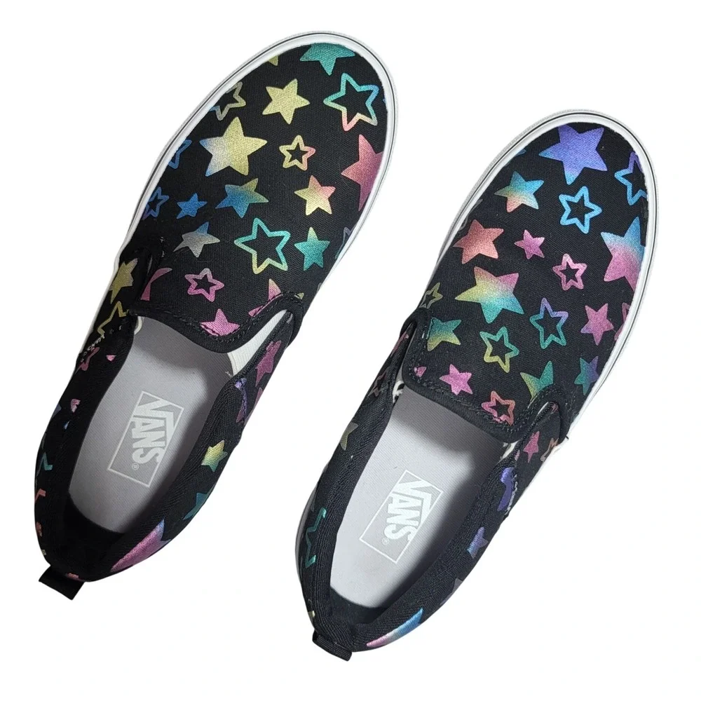 Vans Slip On‎ Platform Iridescent Star Print Skate Shoes Sneakers